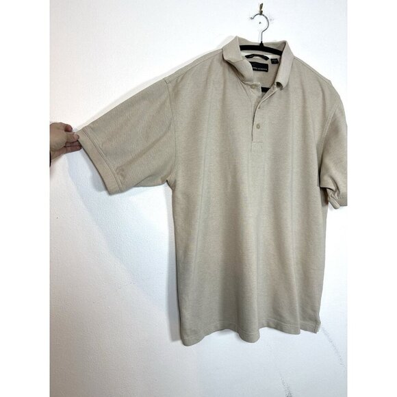 Greg Norman Polo Shirt Mens Size Large Short Sleeve Beige L Golf‎ Shark Cotton - Picture 3 of 8